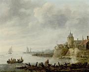 Jan van  Goyen River Scene with a Fortified Shore oil on canvas